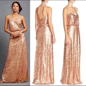 * Donna Morgan rose gold sequin bridesmaid gown Bxdd